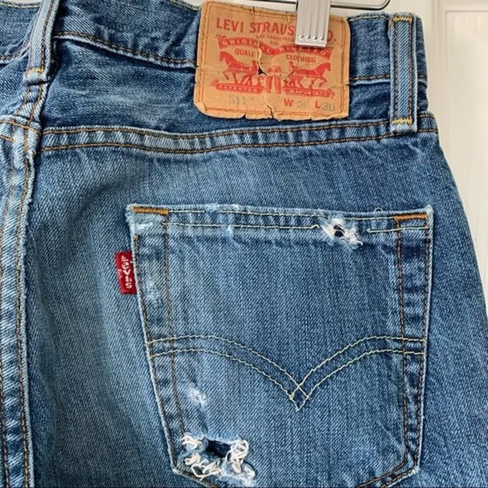 Levis 511 Slim Cuffed Distressed Jeans Size 29/30 - Picture 6 of 11